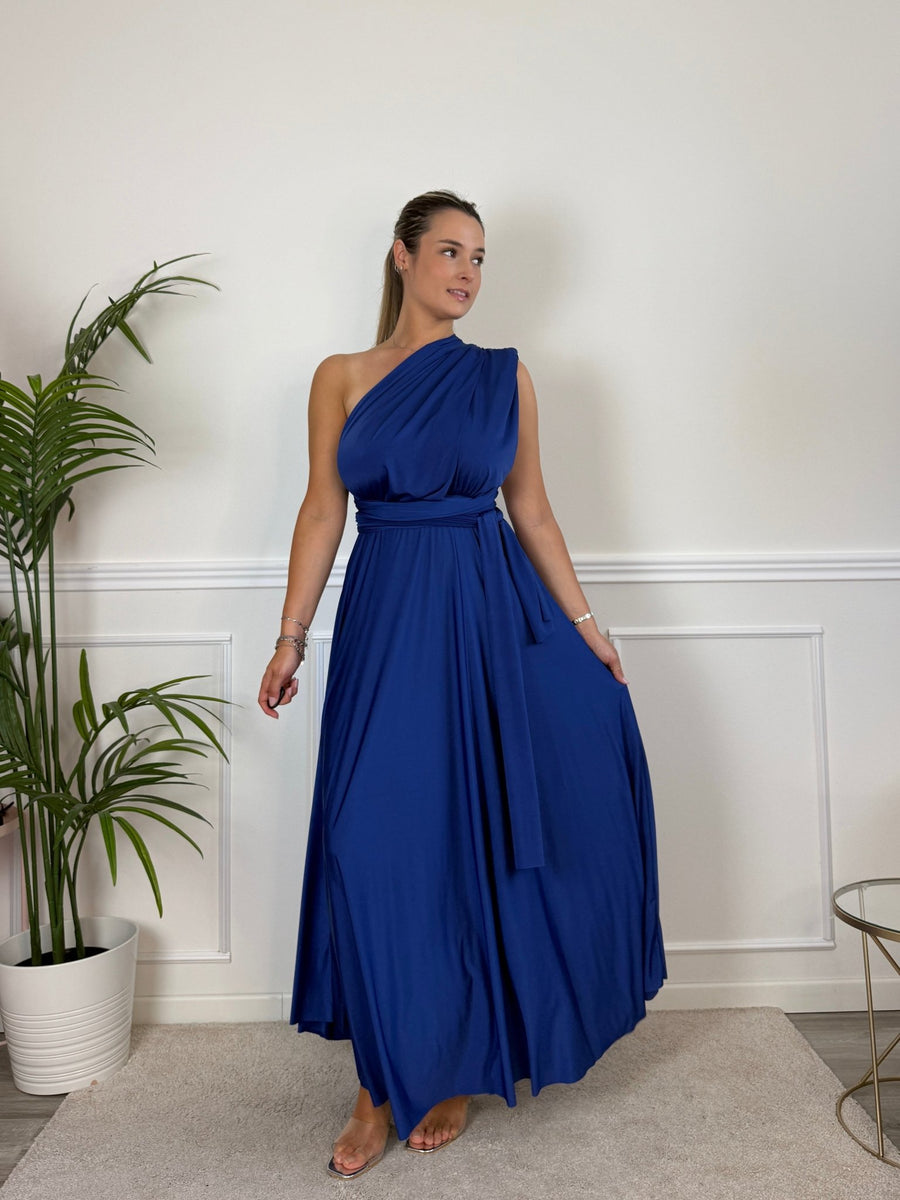 Vestito lungo in raso con nastri INFINITY