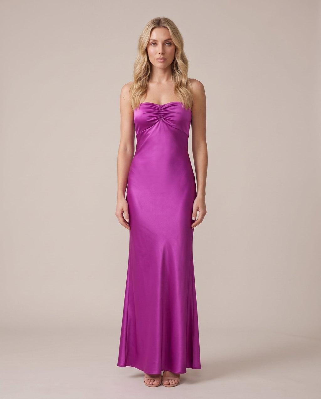 Vestito lungo in raso con schiena ad allacciatura incrociata CELESTE - Follie by Alice