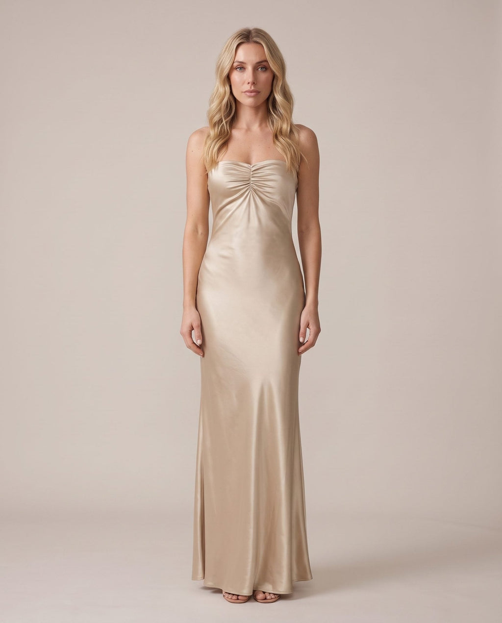 Vestito lungo in raso con schiena ad allacciatura incrociata CELESTE - Follie by Alice