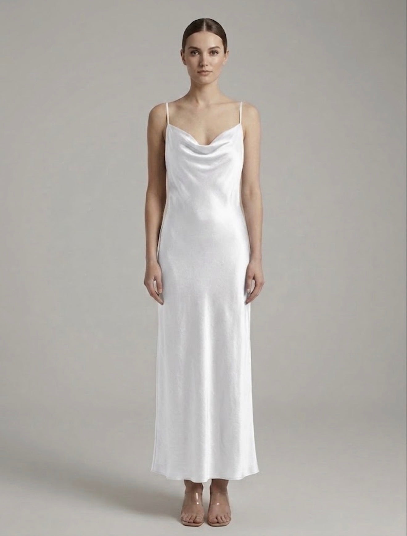 Vestito lungo in raso con schiena scoperta a V CASCADE - Follie by Alice Immagine secondaria del prodotto