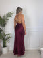 Vestito lungo in raso con schiena scoperta con gioiello di strass REFLECT - Follie by Alice