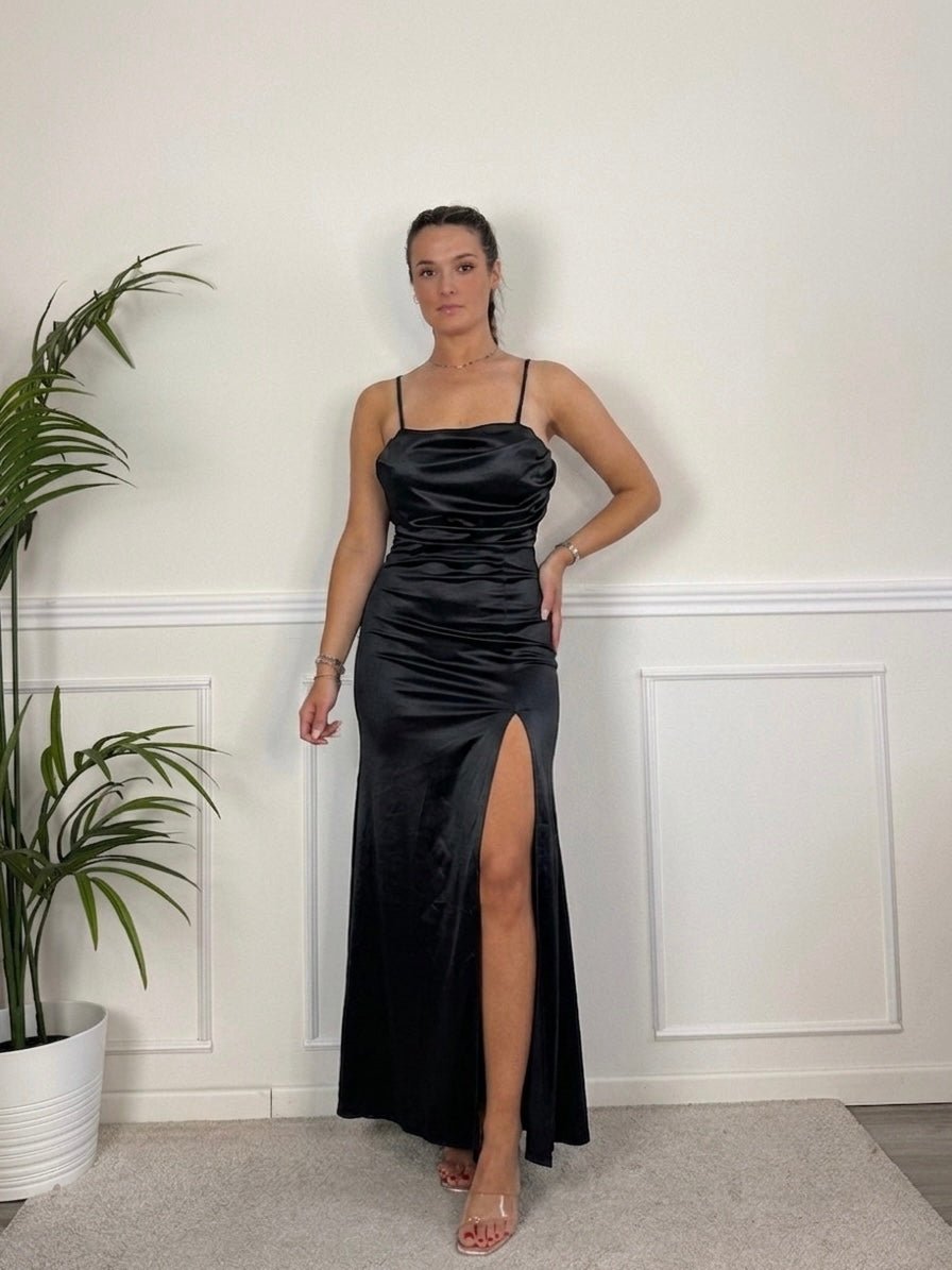Vestito lungo in raso con scollo a cascata JADE - Follie by Alice