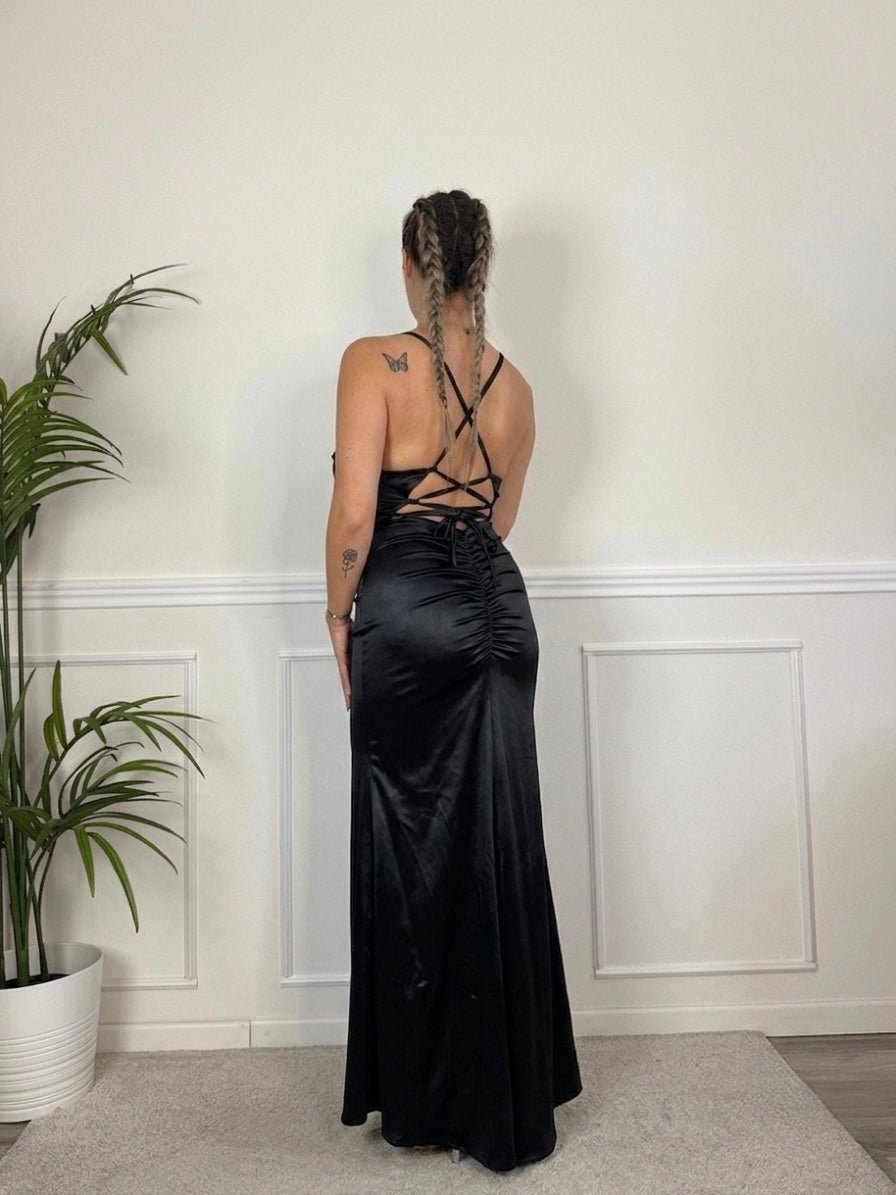 Vestito lungo in raso con scollo a cascata JADE - Follie by Alice