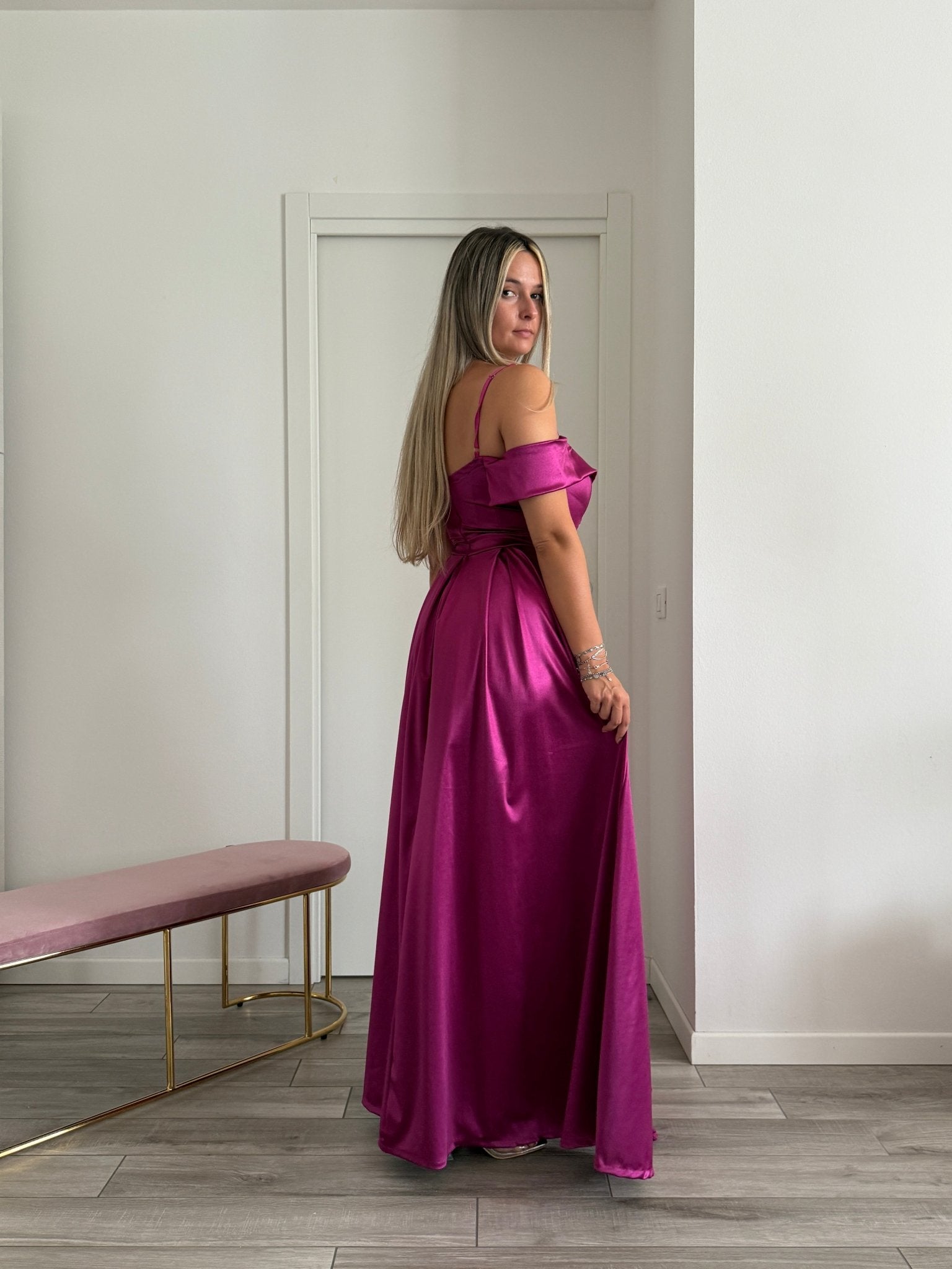 Vestito lungo in raso ELETTRA - Follie by Alice
