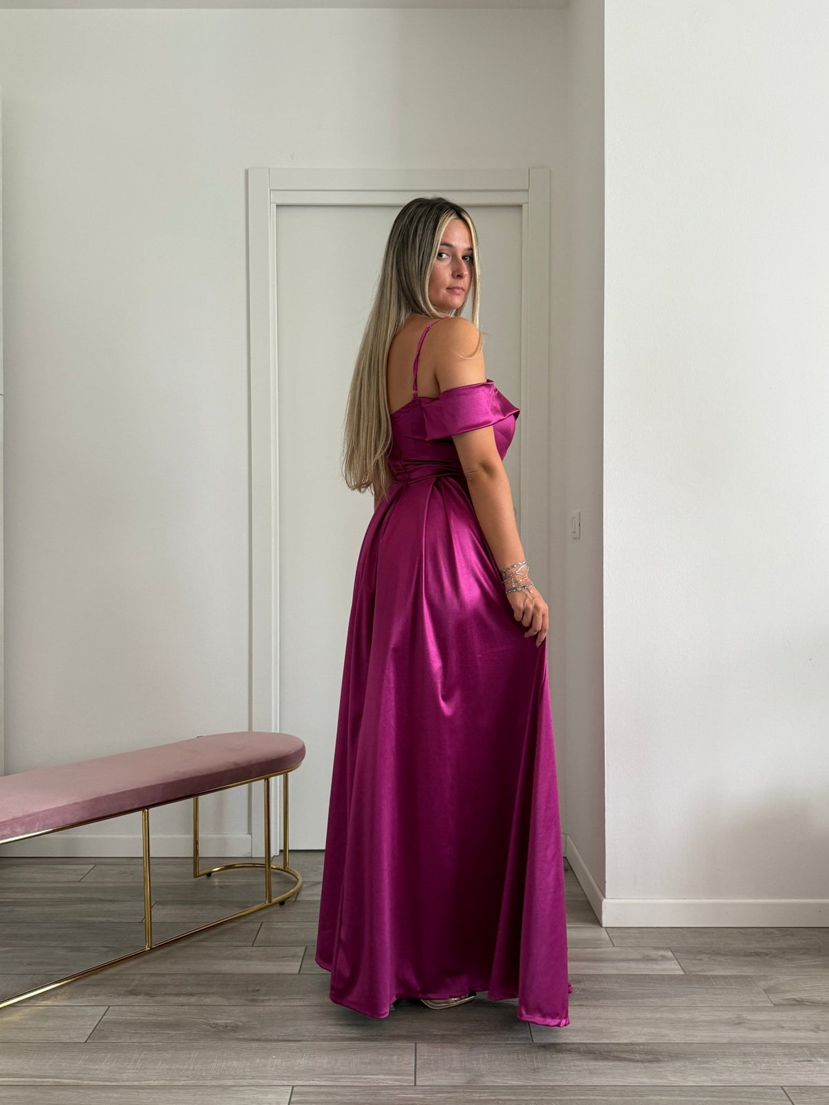 Vestito lungo in raso ELETTRA - Follie by Alice
