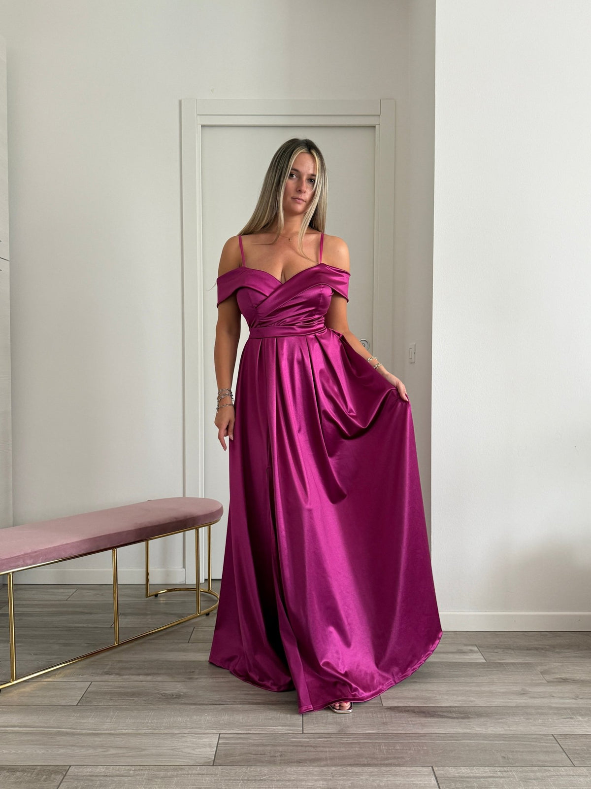 Vestito lungo in raso ELETTRA - Follie by Alice
