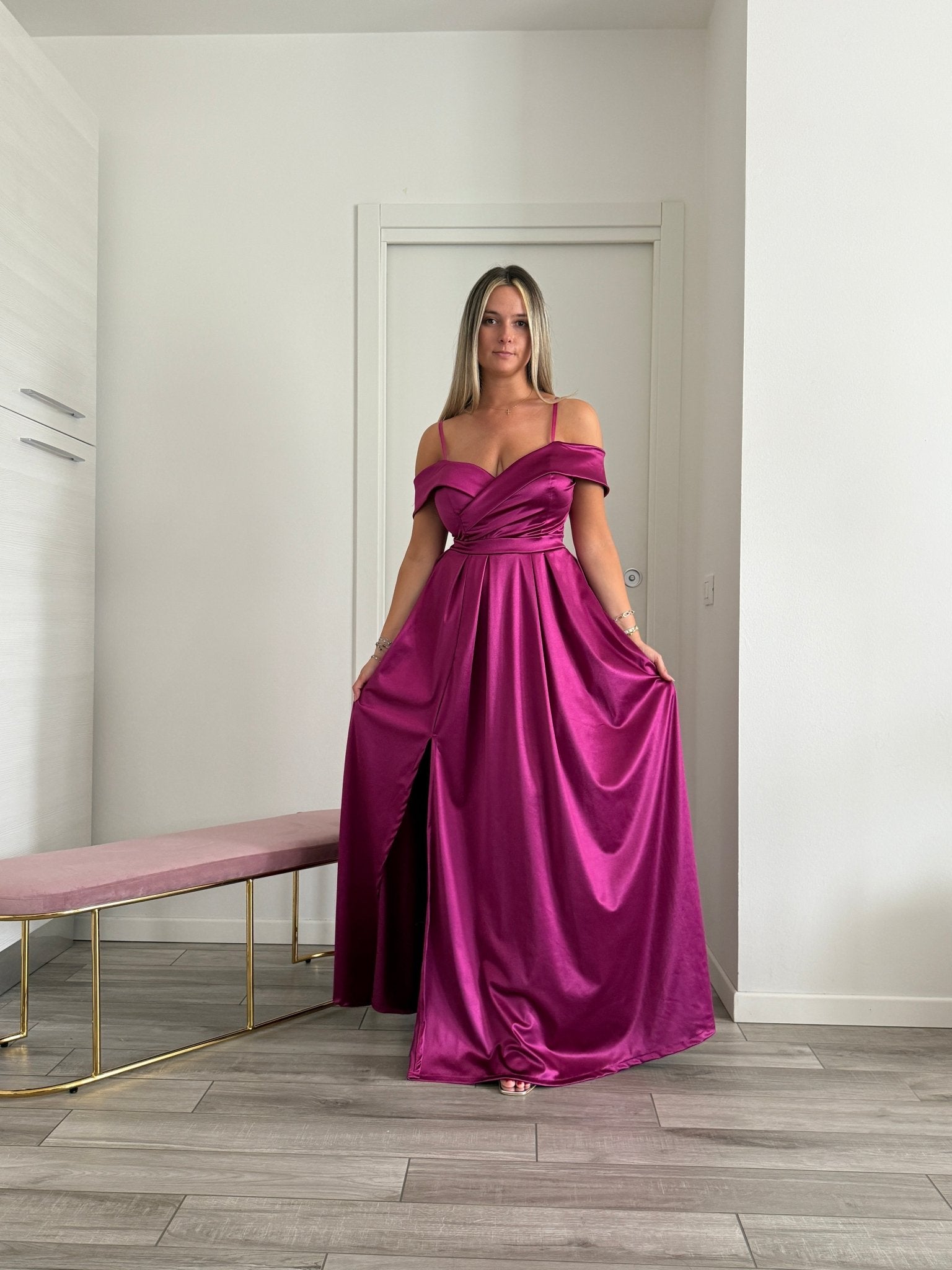 Vestito lungo in raso ELETTRA - Follie by Alice