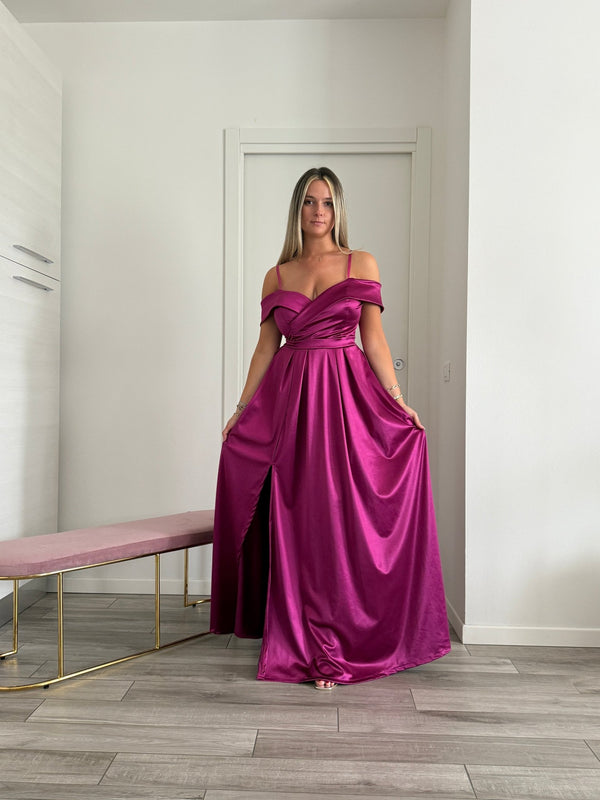 Vestito lungo in raso ELETTRA - Follie by Alice