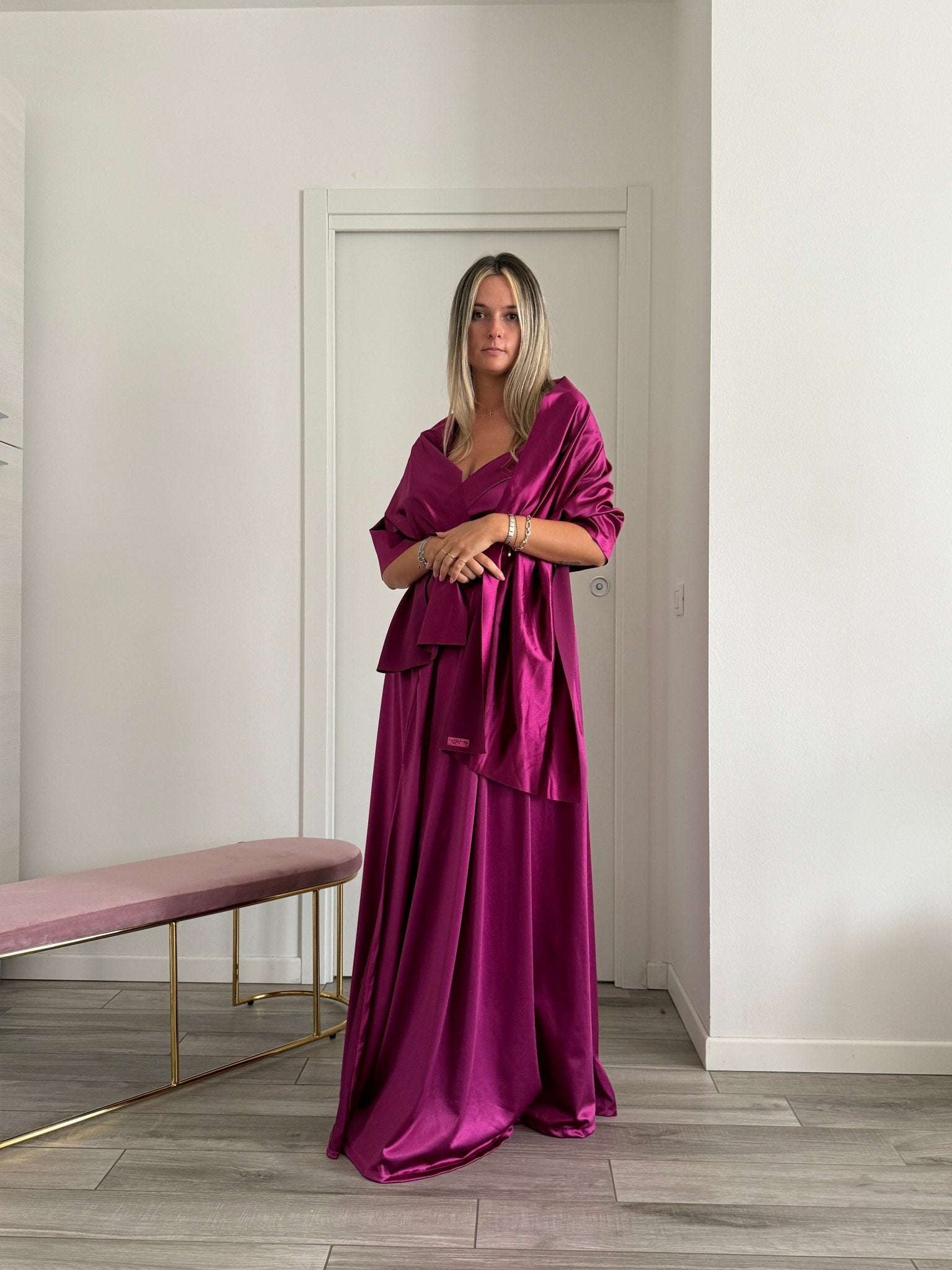 Vestito lungo in raso ELETTRA - Follie by Alice