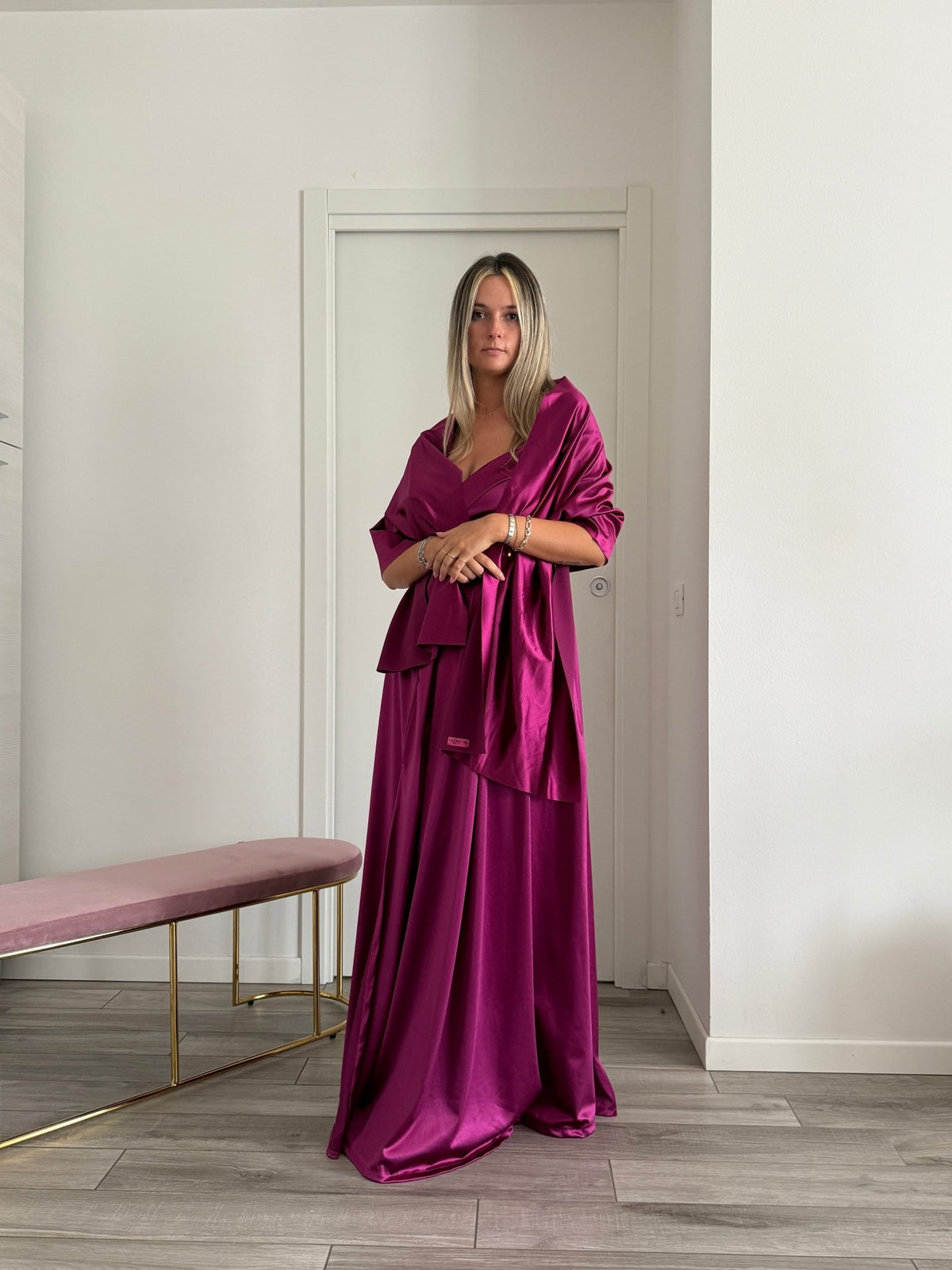 Vestito lungo in raso ELETTRA - Follie by Alice