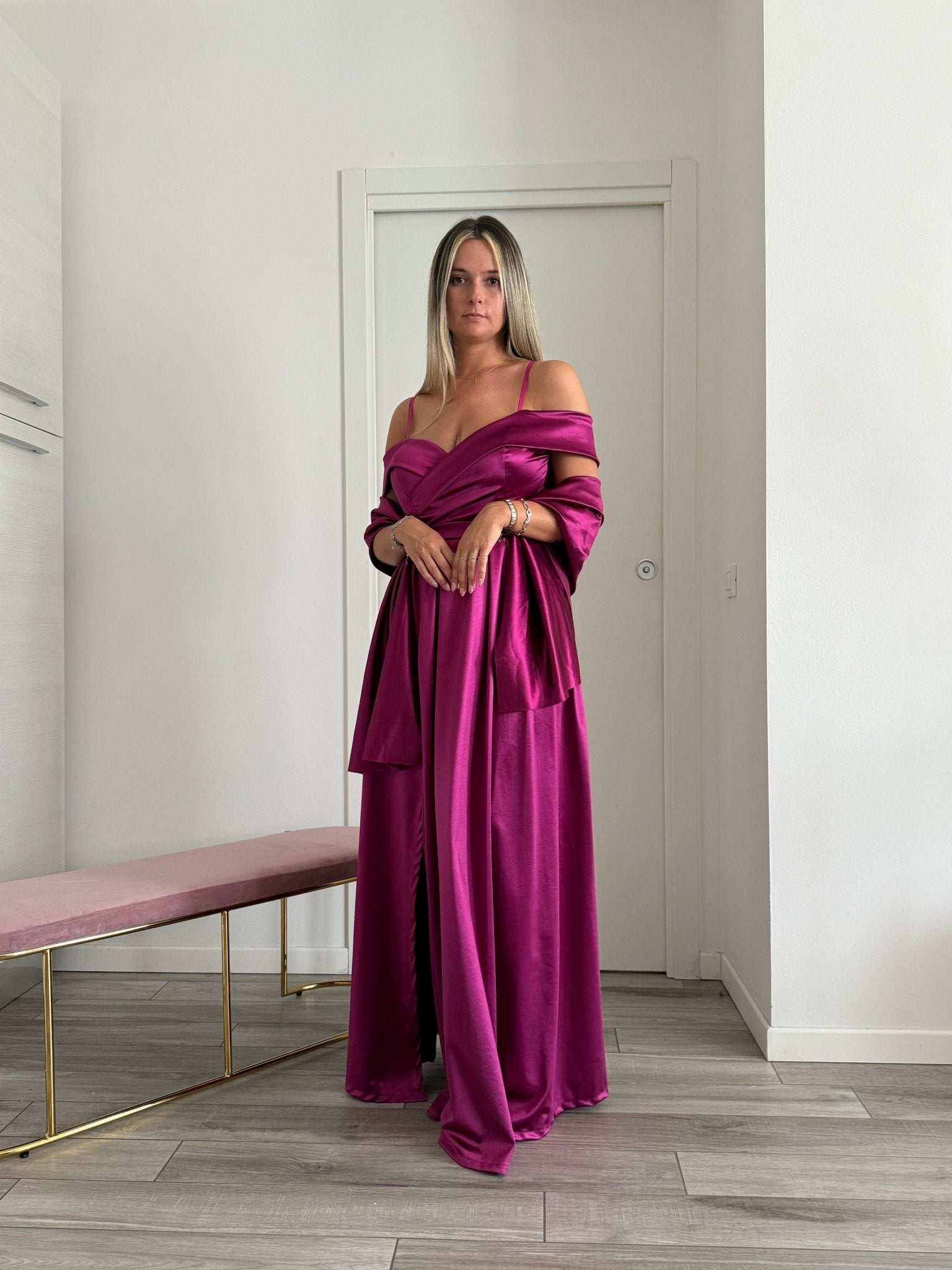 Vestito lungo in raso ELETTRA - Follie by Alice