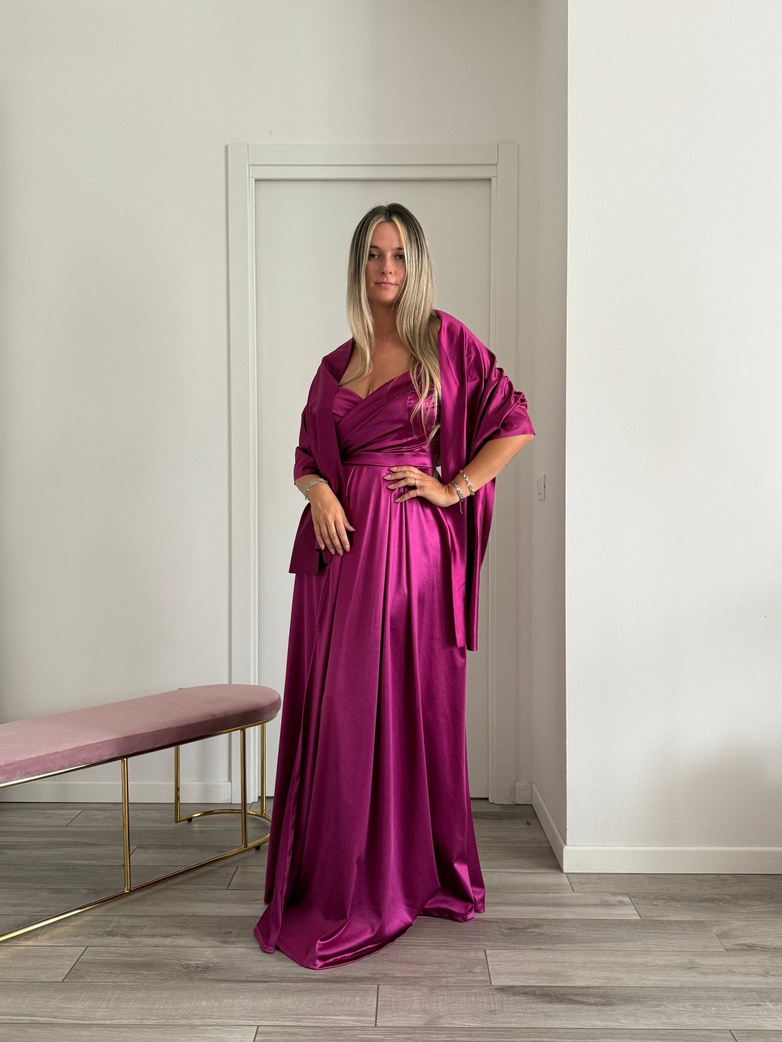 Vestito lungo in raso ELETTRA - Follie by Alice