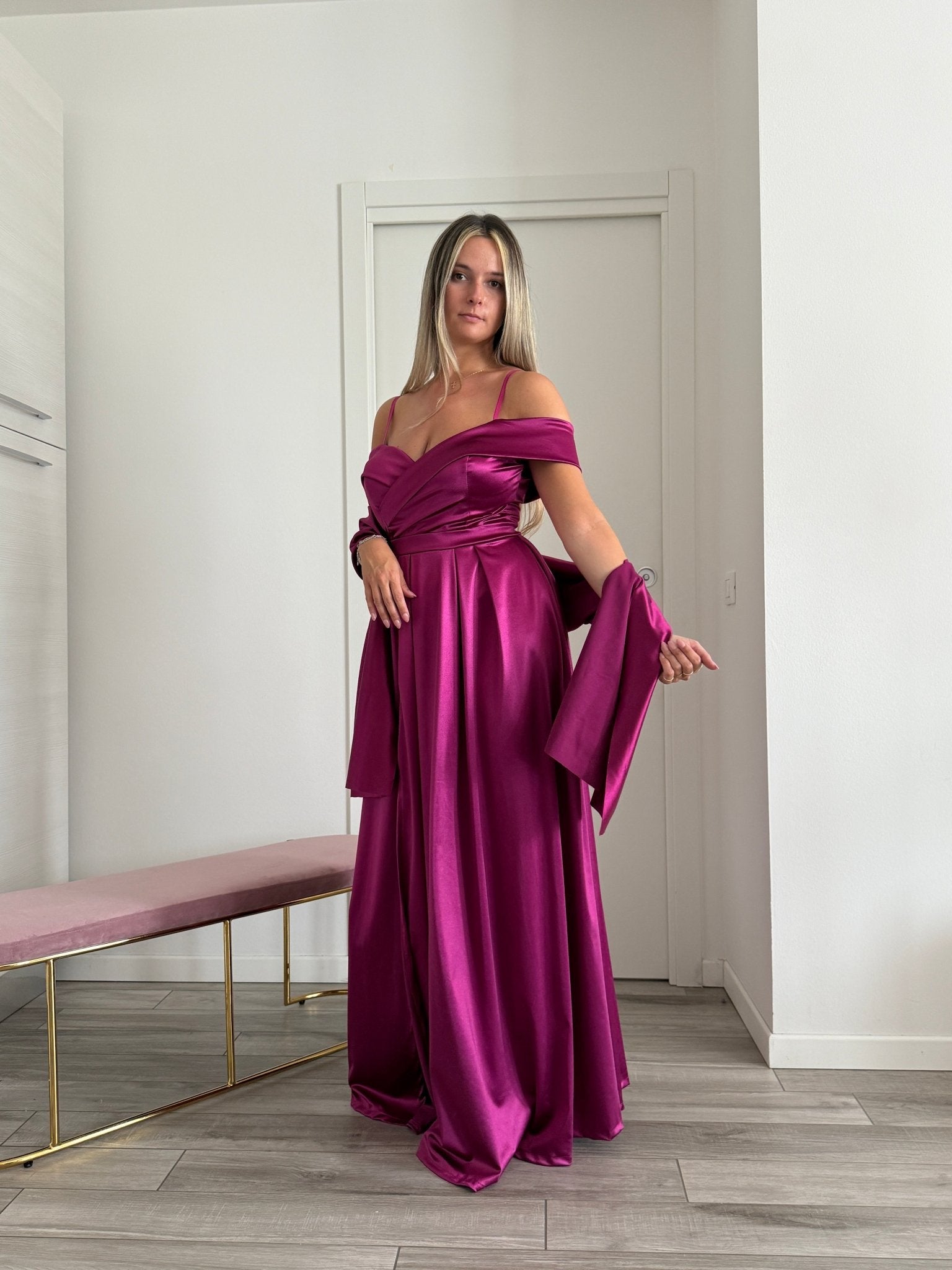 Vestito lungo in raso ELETTRA - Follie by Alice