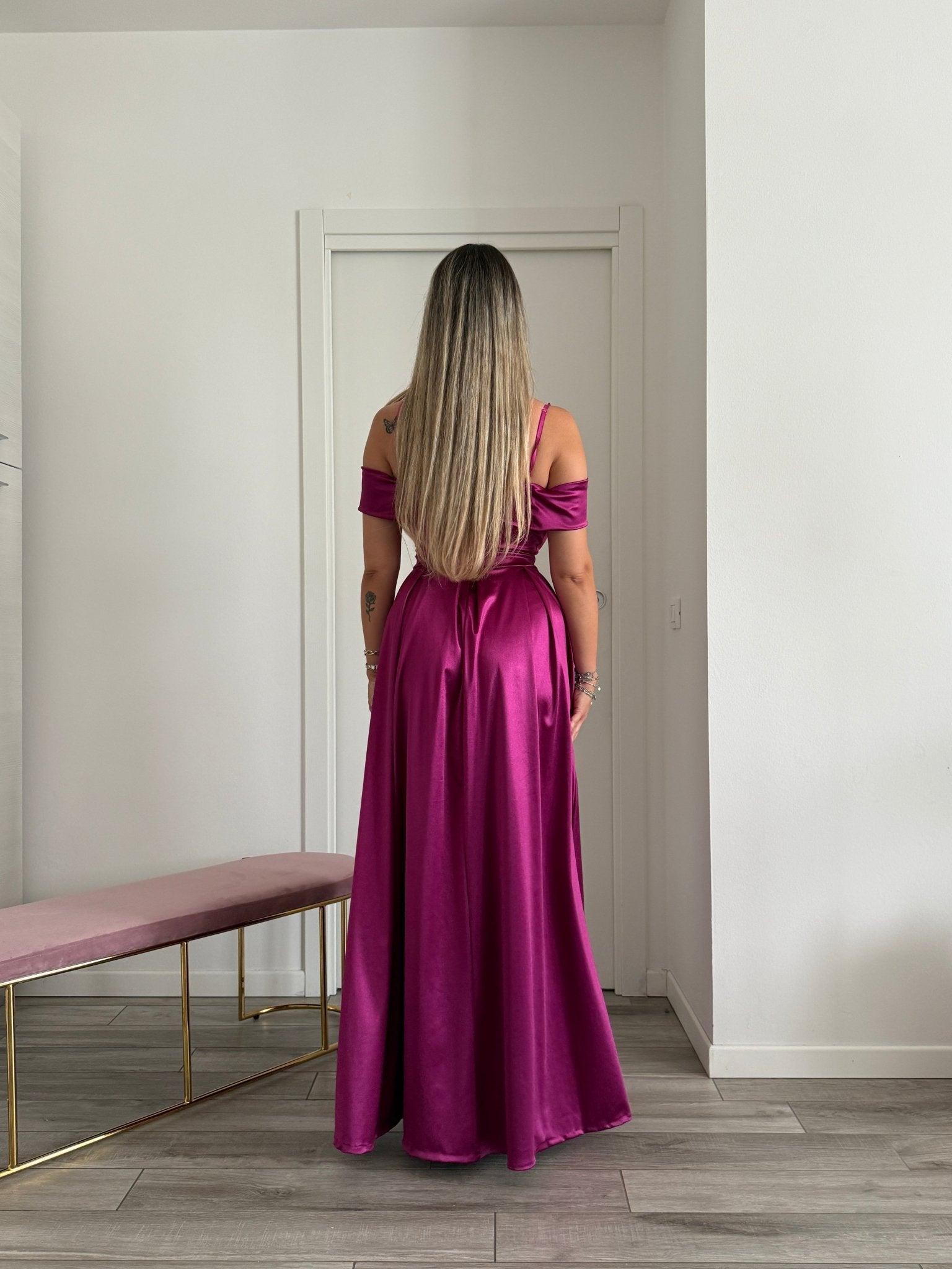 Vestito lungo in raso ELETTRA - Follie by Alice