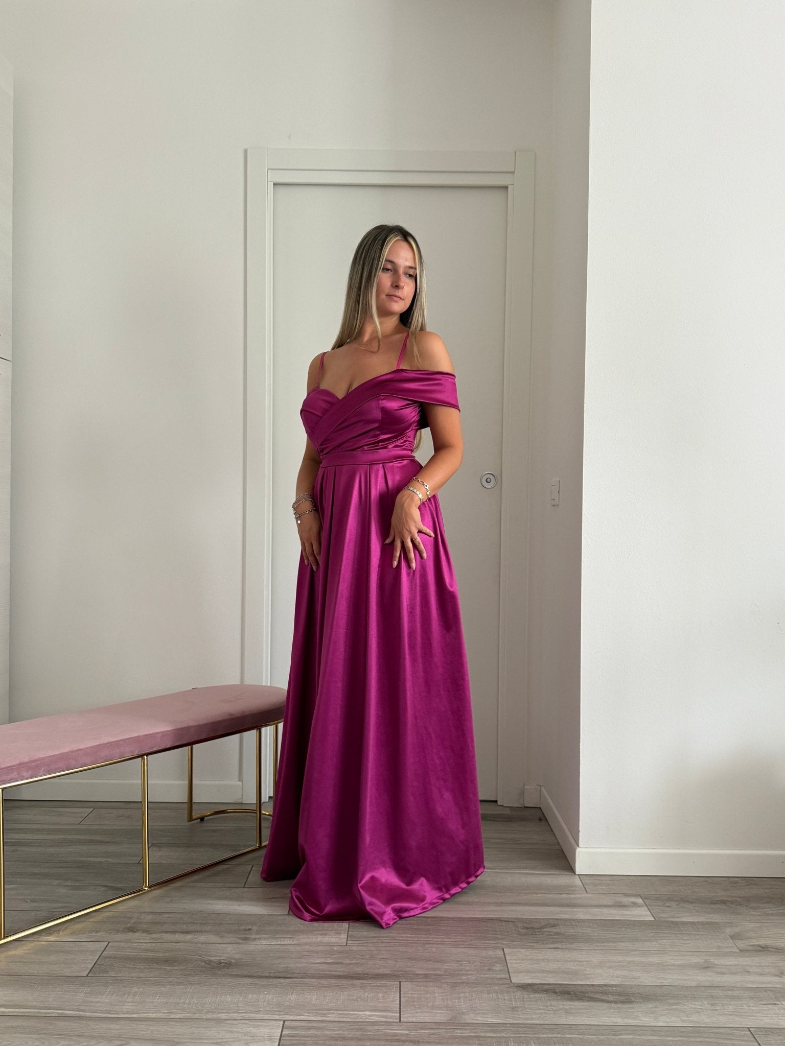 Vestito lungo in raso ELETTRA - Follie by Alice
