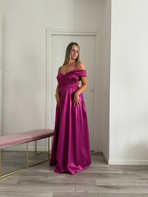 Vestito lungo in raso ELETTRA - Follie by Alice