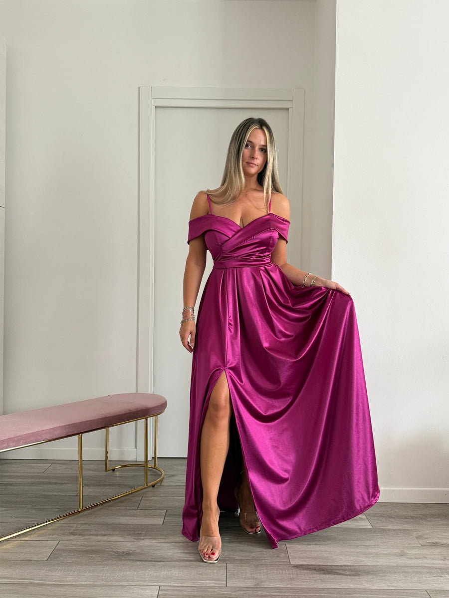 Vestito lungo in raso ELETTRA