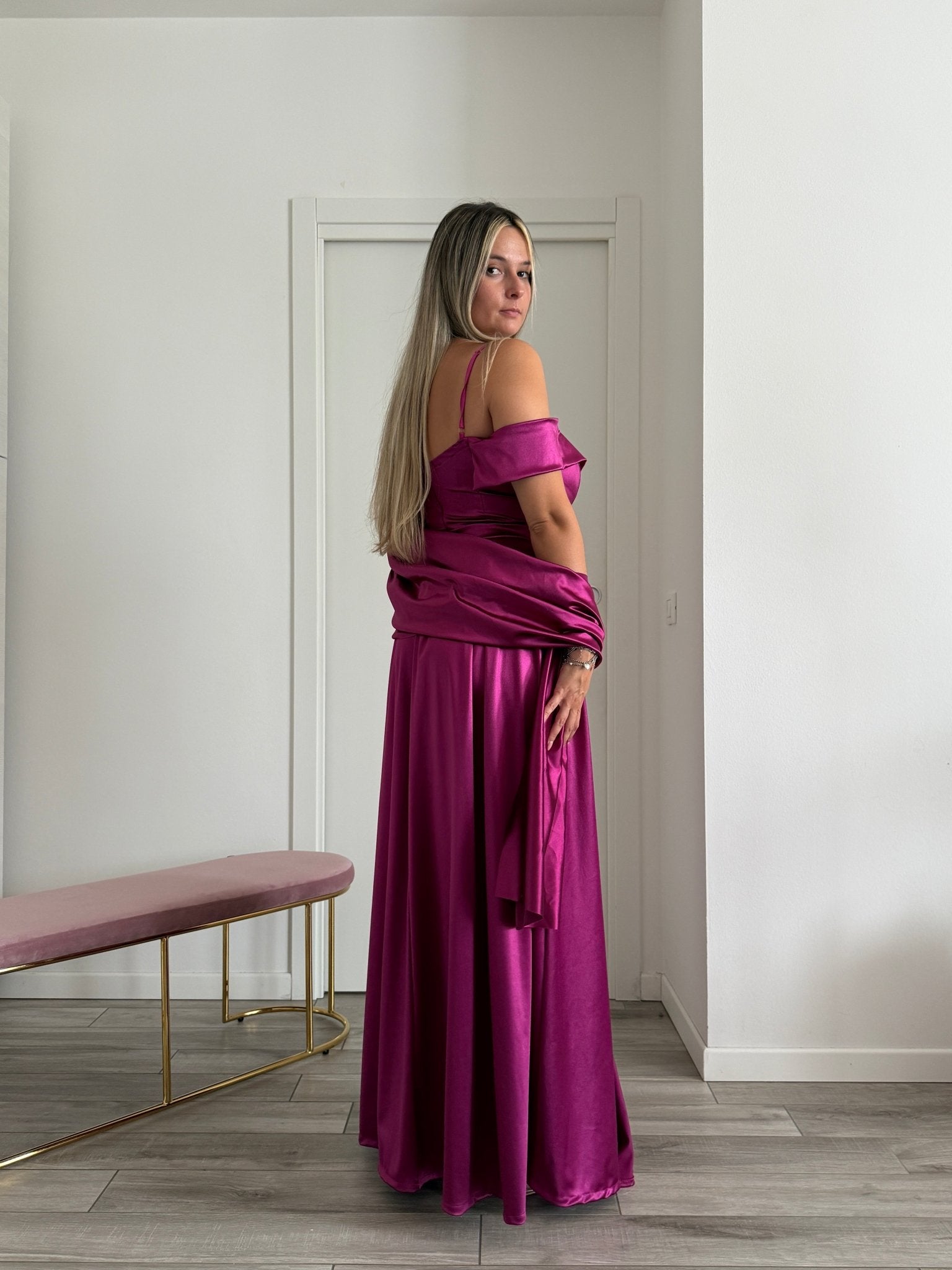 Vestito lungo in raso ELETTRA - Follie by Alice