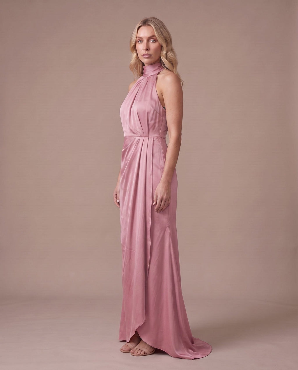 Vestito lungo in raso con spacco KRISTAL - Follie by Alice
