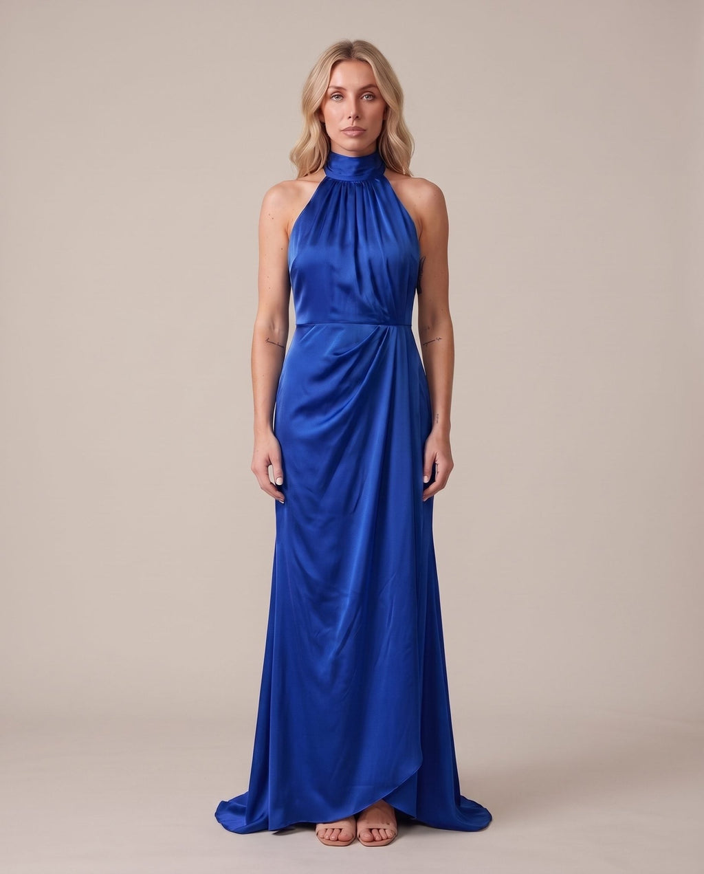 Vestito lungo in raso con spacco KRISTAL - Follie by Alice