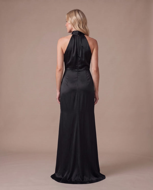 Vestito lungo in raso con spacco KRISTAL - Follie by Alice