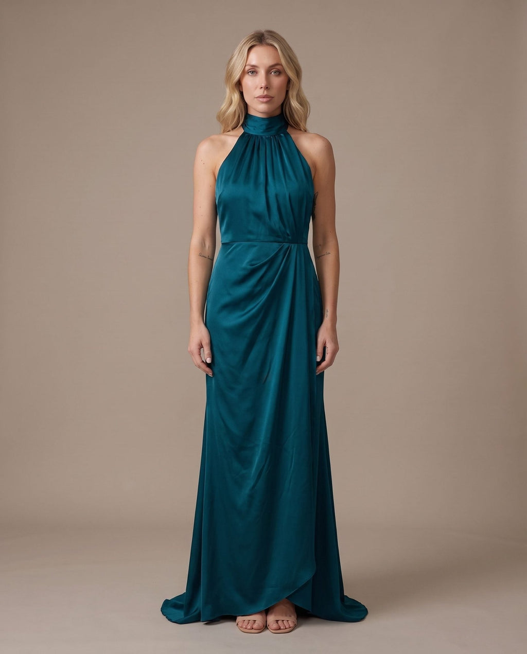Vestito lungo in raso con spacco KRISTAL - Follie by Alice