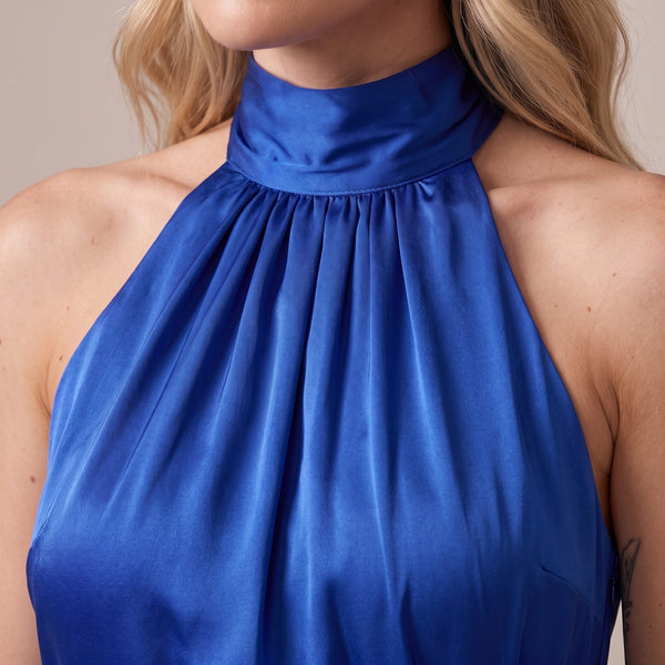 Vestito lungo in raso con spacco KRISTAL - Follie by Alice