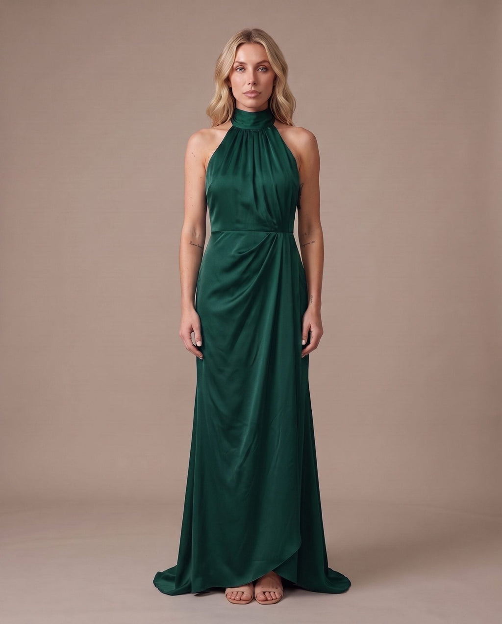 Vestito lungo in raso con spacco KRISTAL - Follie by Alice