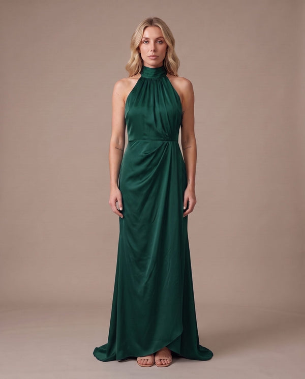 Vestito lungo in raso con spacco KRISTAL - Follie by Alice