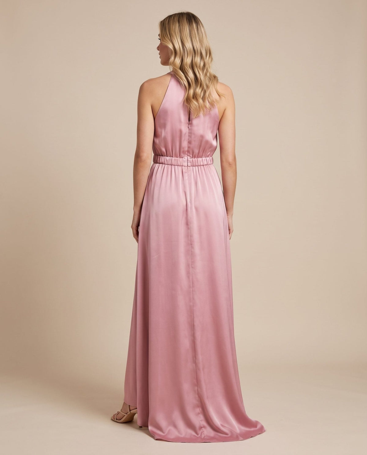 Vestito lungo in raso con spacco KRISTAL - Follie by Alice