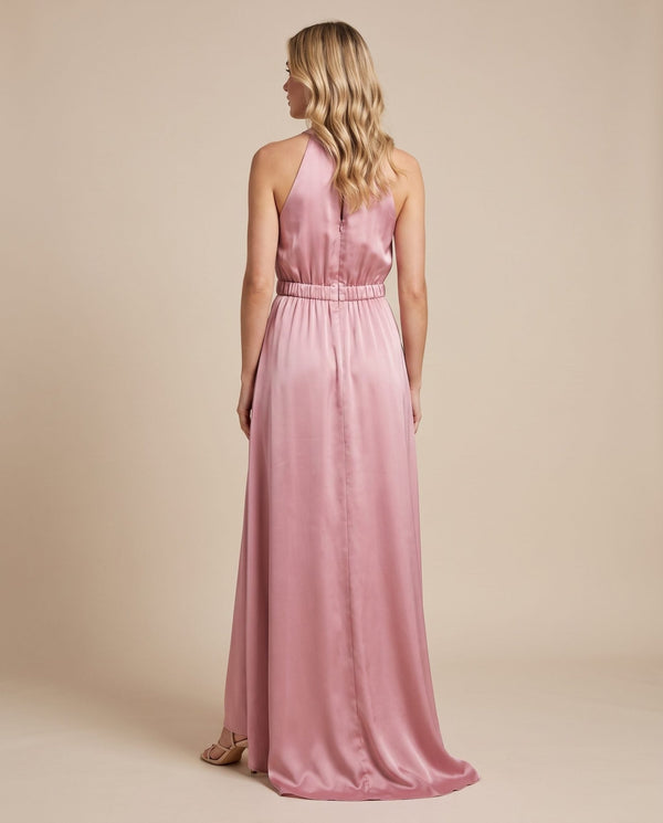 Vestito lungo in raso con spacco KRISTAL - Follie by Alice