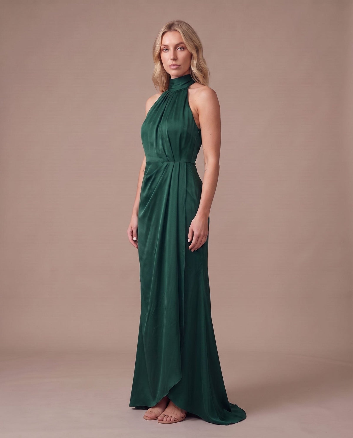 Vestito lungo in raso con spacco KRISTAL - Follie by Alice