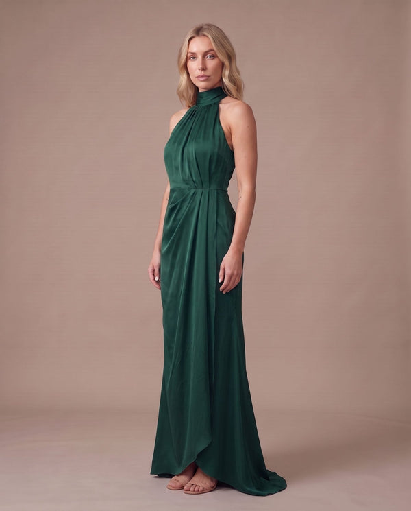 Vestito lungo in raso con spacco KRISTAL - Follie by Alice