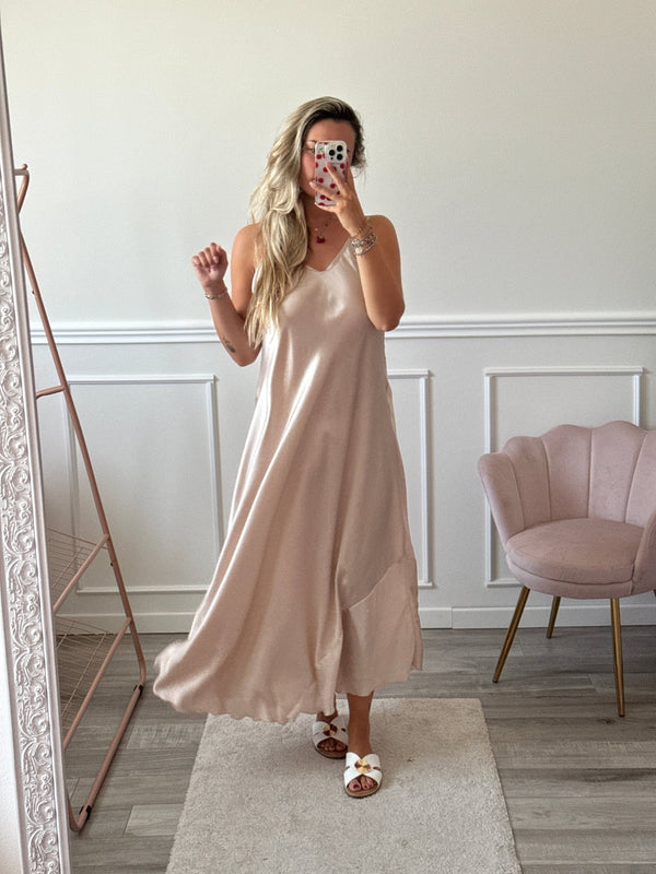 Vestito lungo in raso SILKEN - Follie by Alice