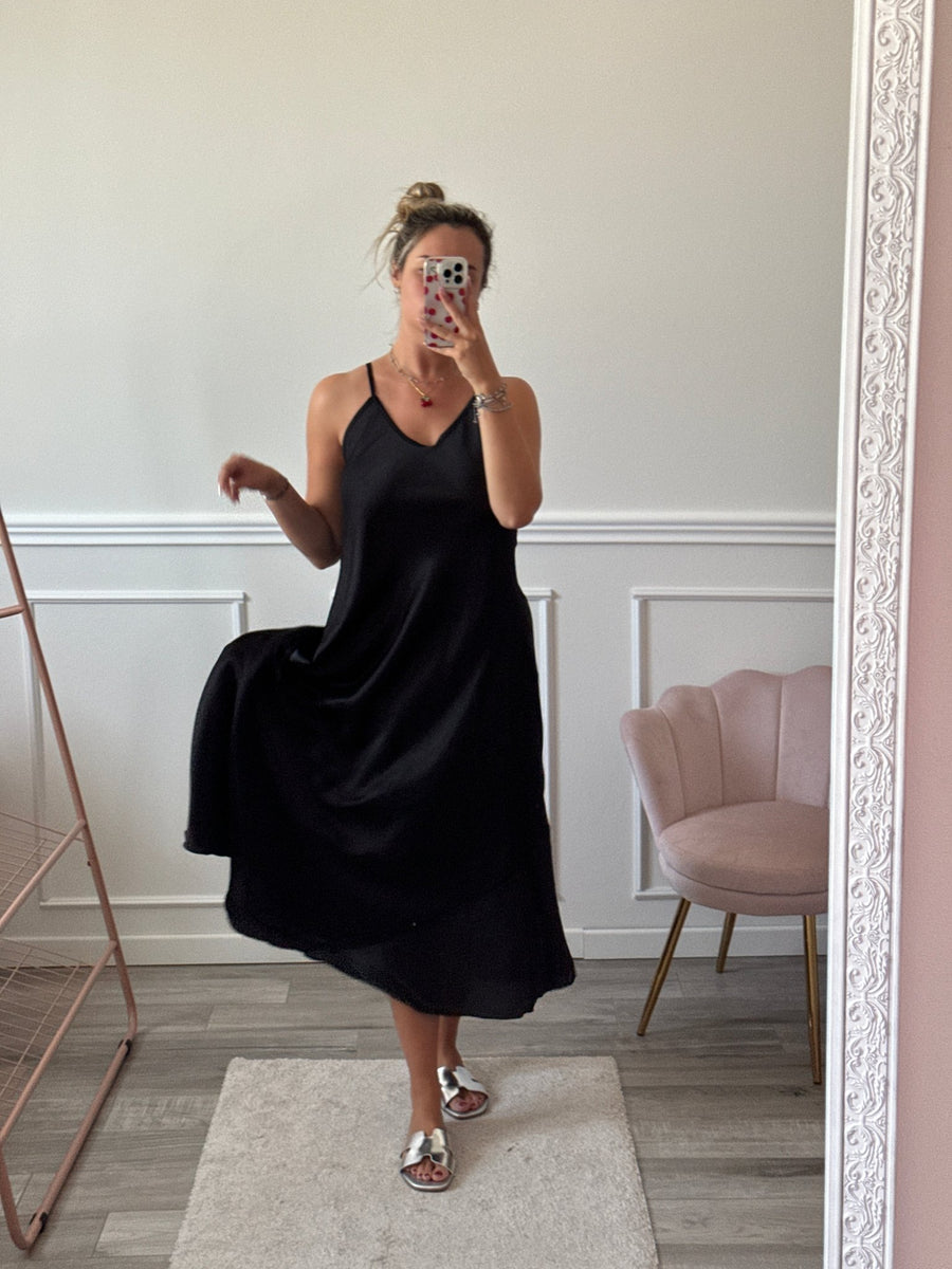 Vestito lungo in raso SILKEN