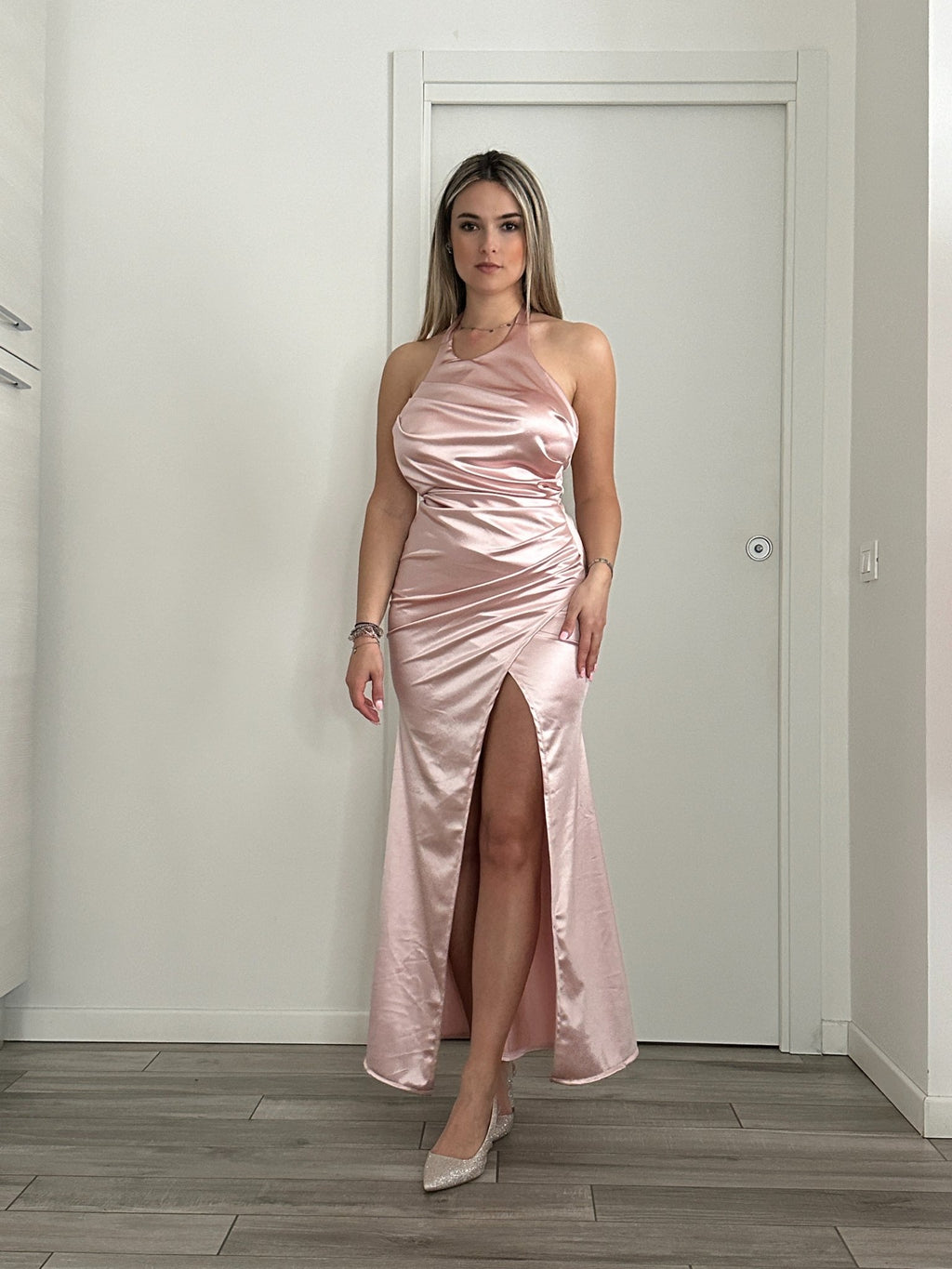 Vestito lungo in raso SELENE - Follie by Alice