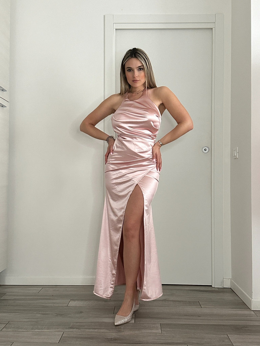 Vestito lungo in raso SELENE - Follie by Alice