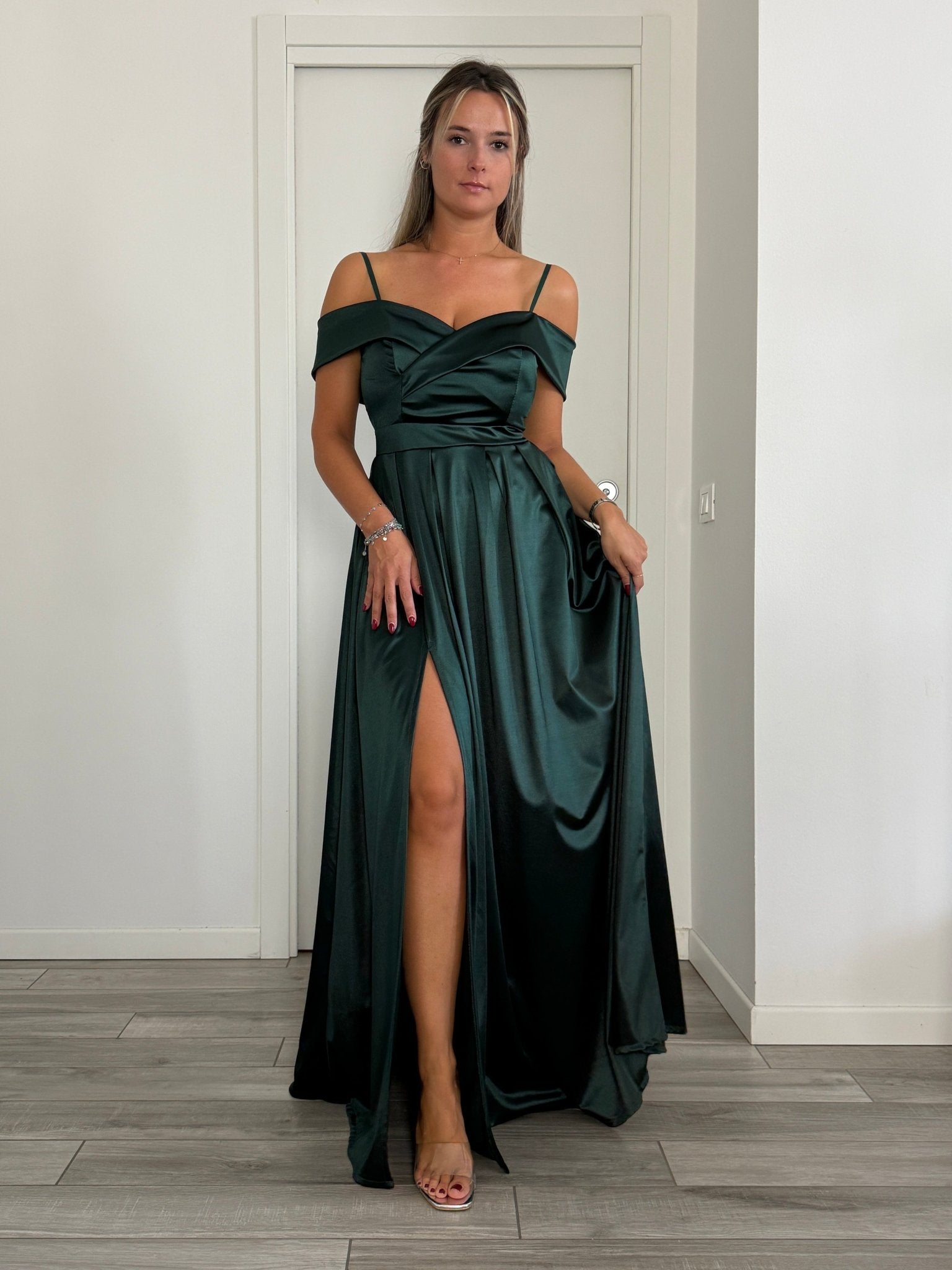 Vestito lungo in raso ELETTRA - Follie by Alice