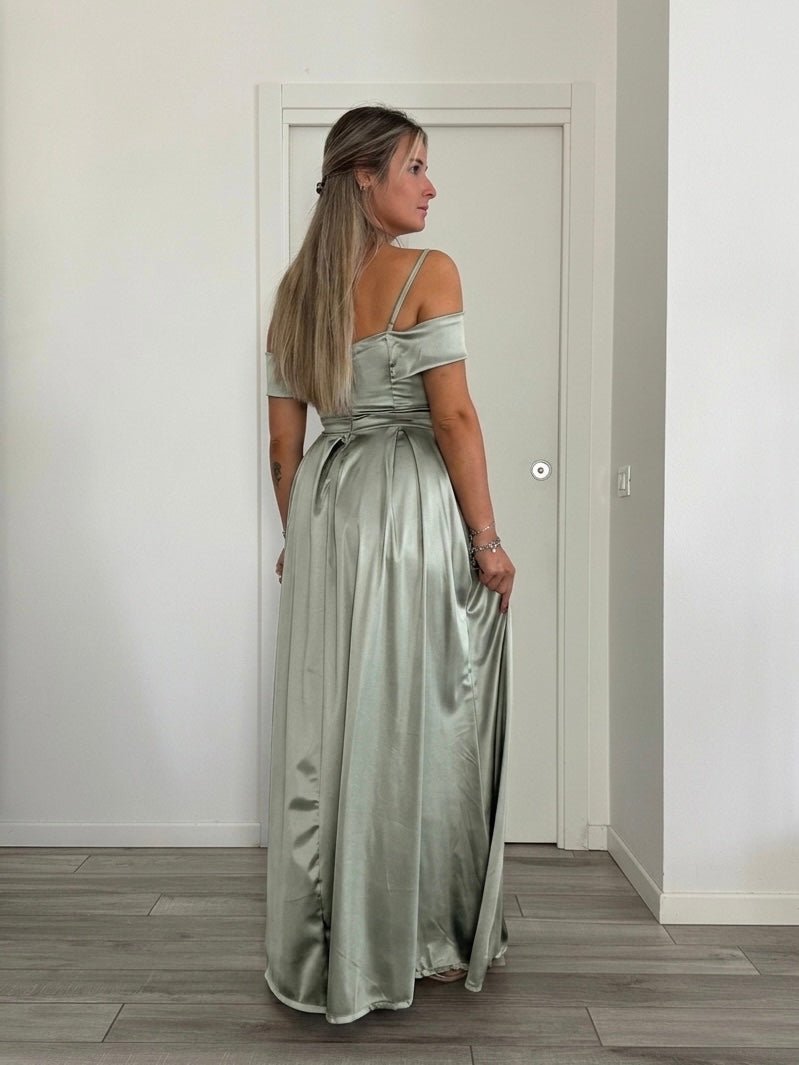Vestito lungo in raso ELETTRA - Follie by Alice