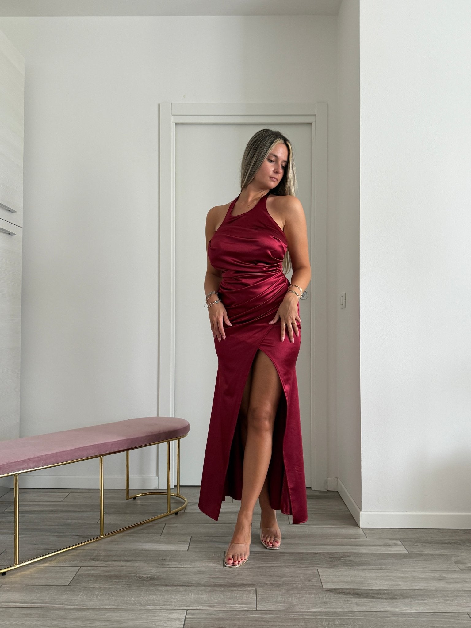 Vestito lungo in raso SELENE - Follie by Alice