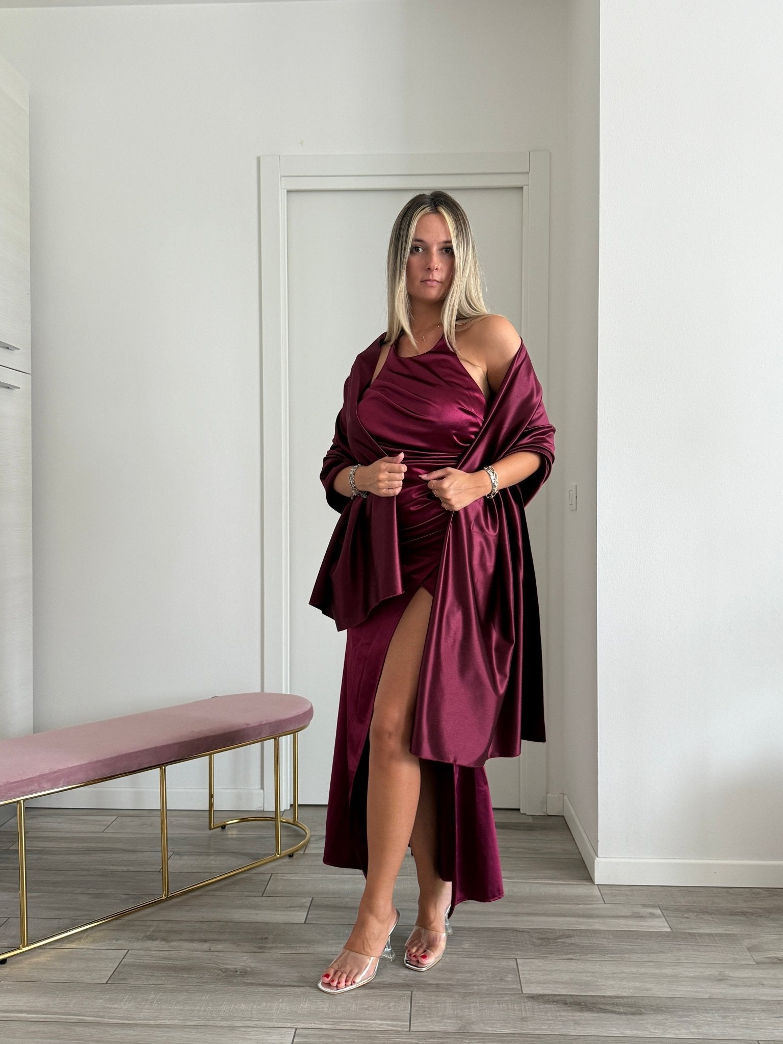 Vestito lungo in raso SELENE - Follie by Alice