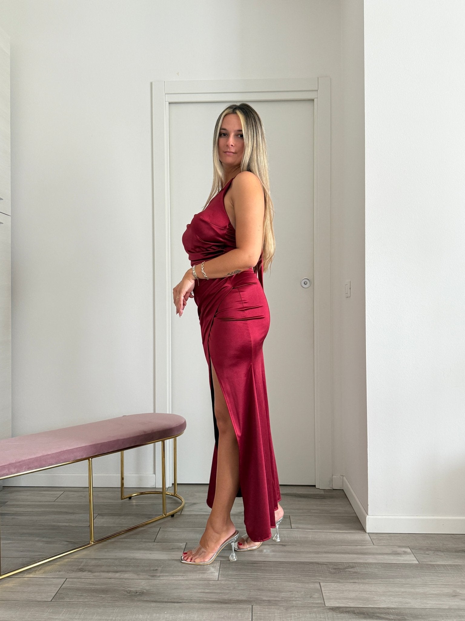 Vestito lungo in raso SELENE - Follie by Alice