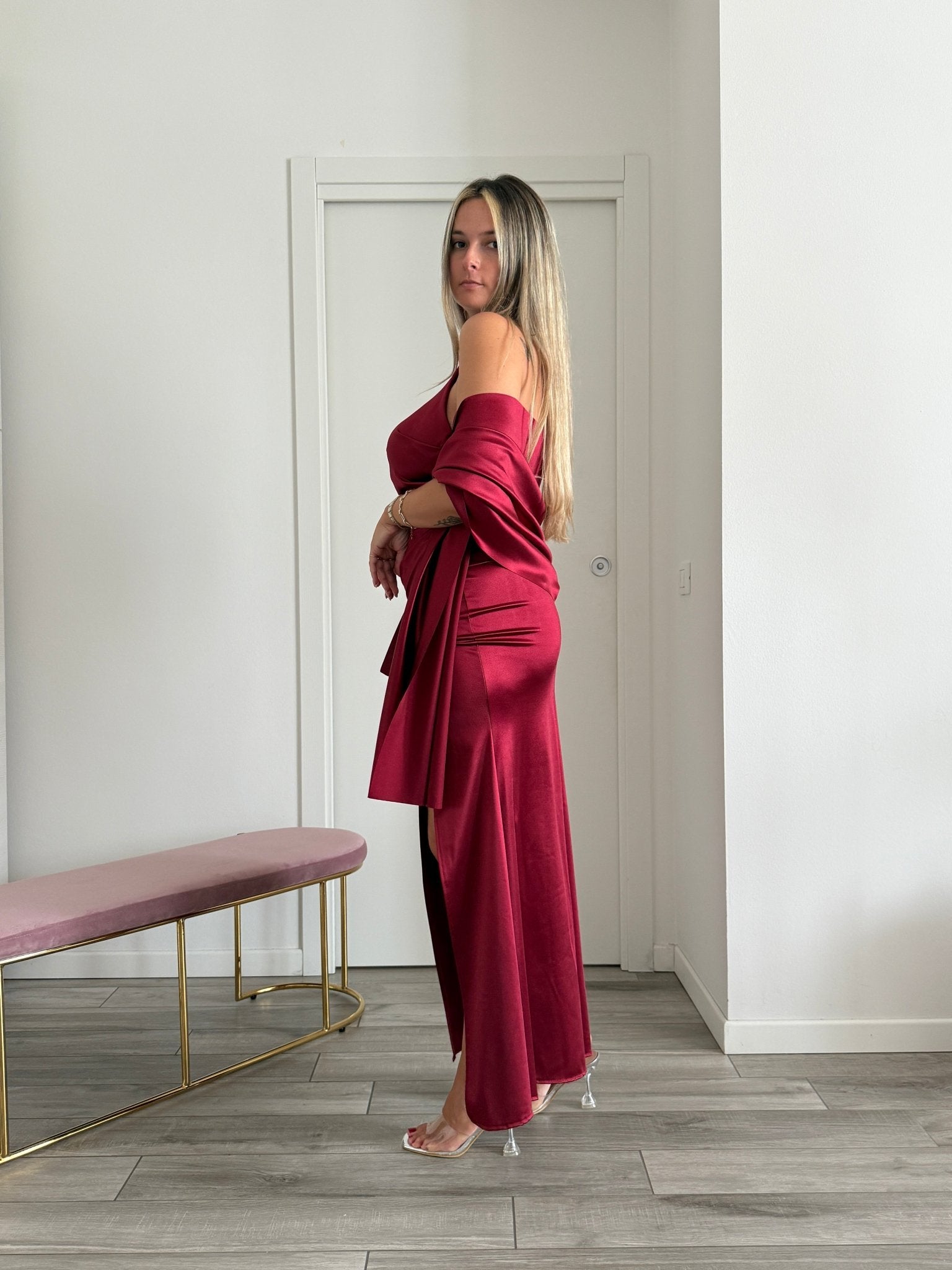 Vestito lungo in raso SELENE - Follie by Alice