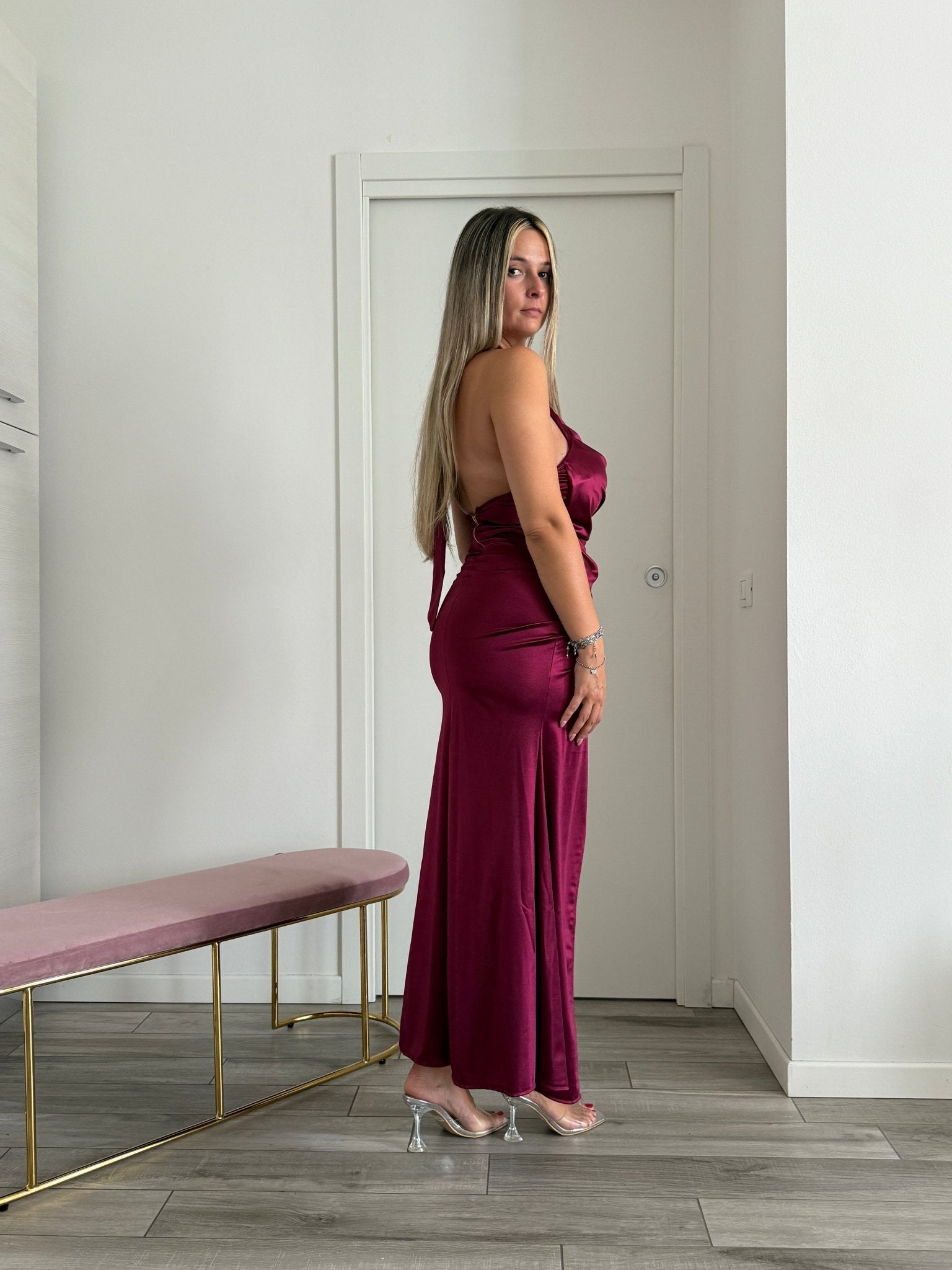 Vestito lungo in raso SELENE - Follie by Alice