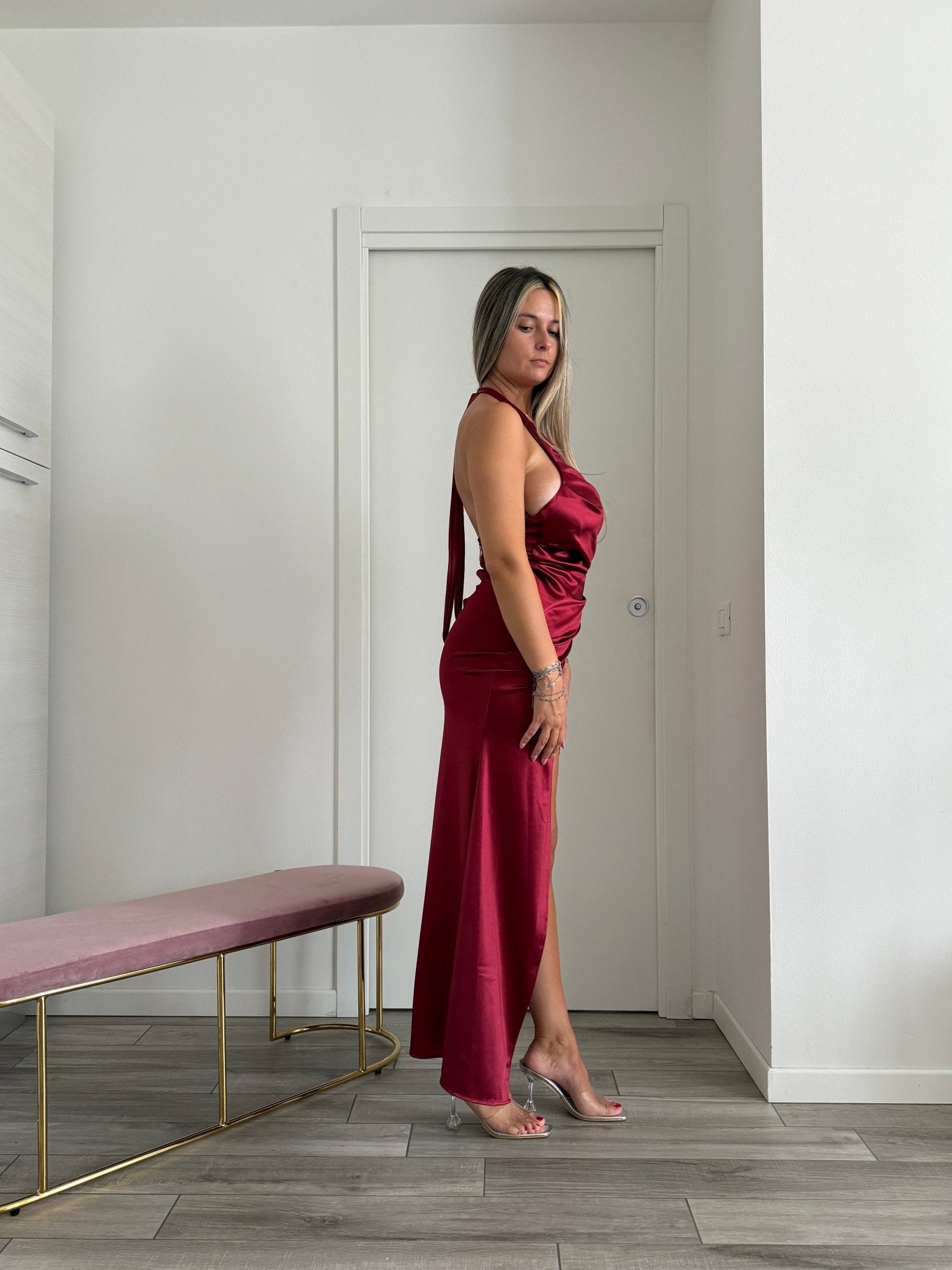 Vestito lungo in raso SELENE - Follie by Alice