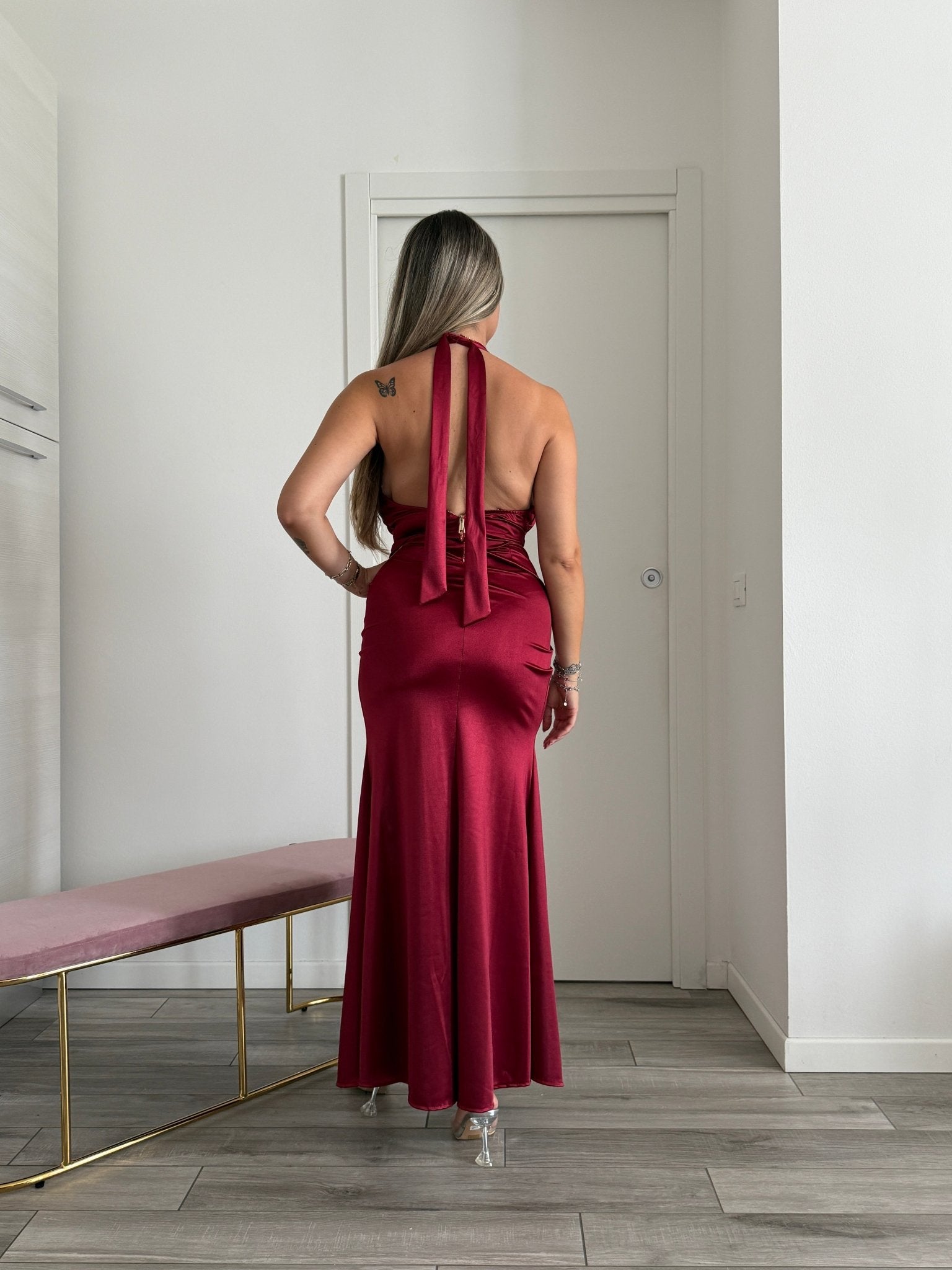 Vestito lungo in raso SELENE - Follie by Alice