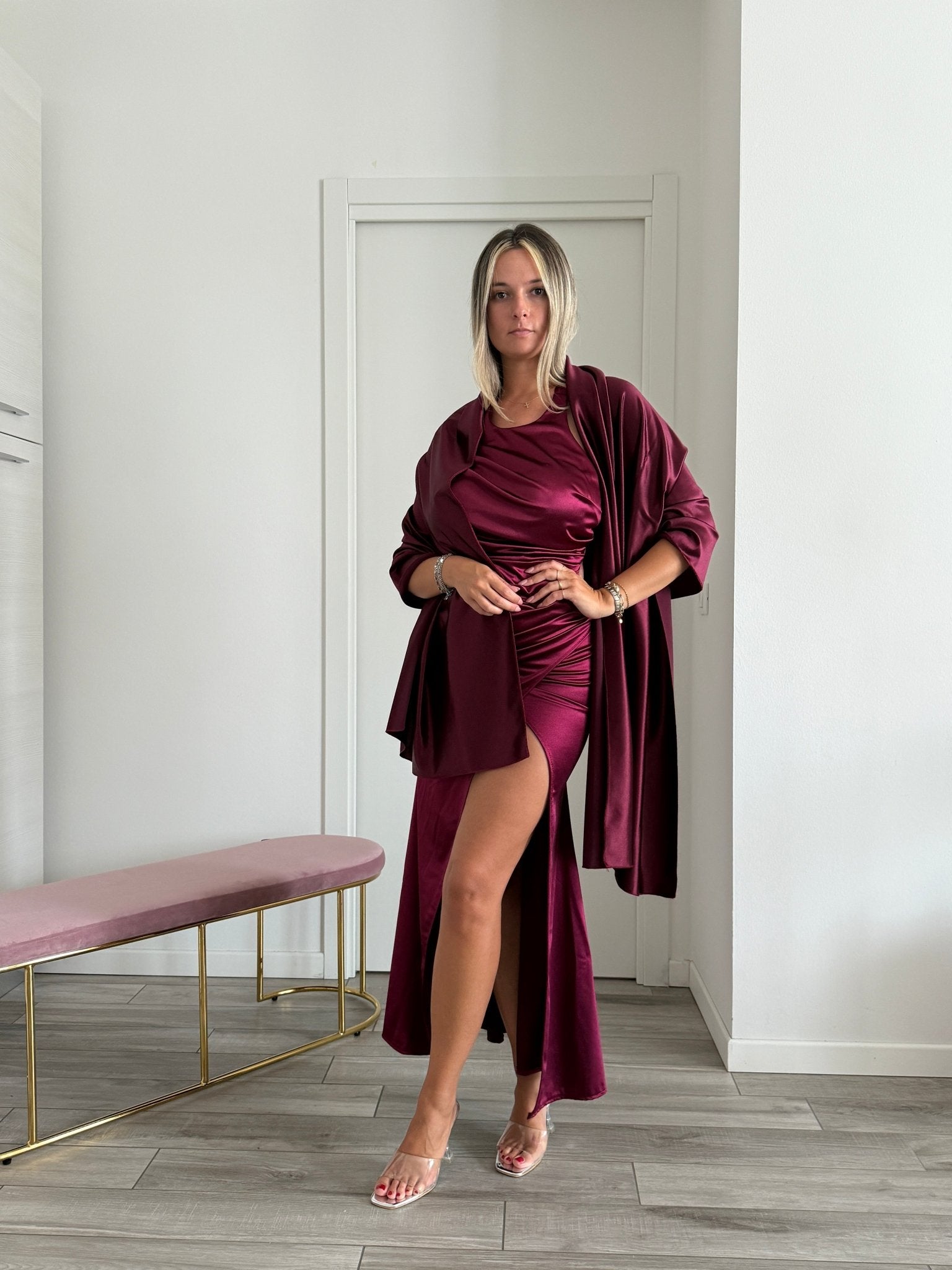 Vestito lungo in raso SELENE - Follie by Alice