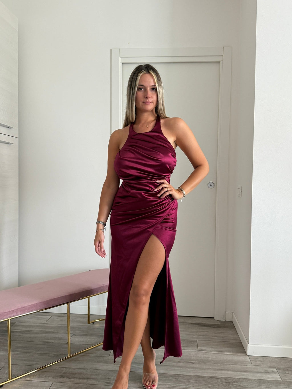 Vestito lungo in raso SELENE - Follie by Alice