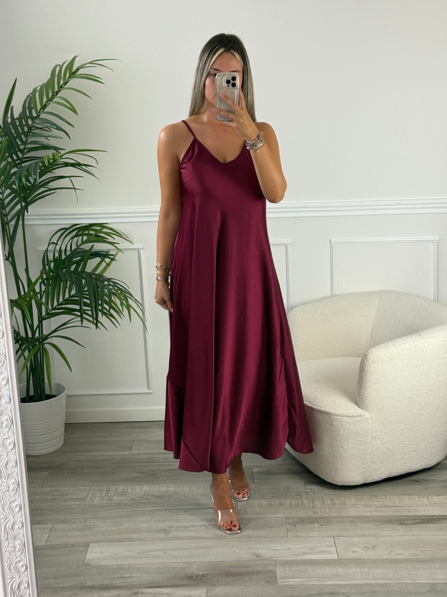 Vestito lungo in raso SILKEN - Follie by Alice