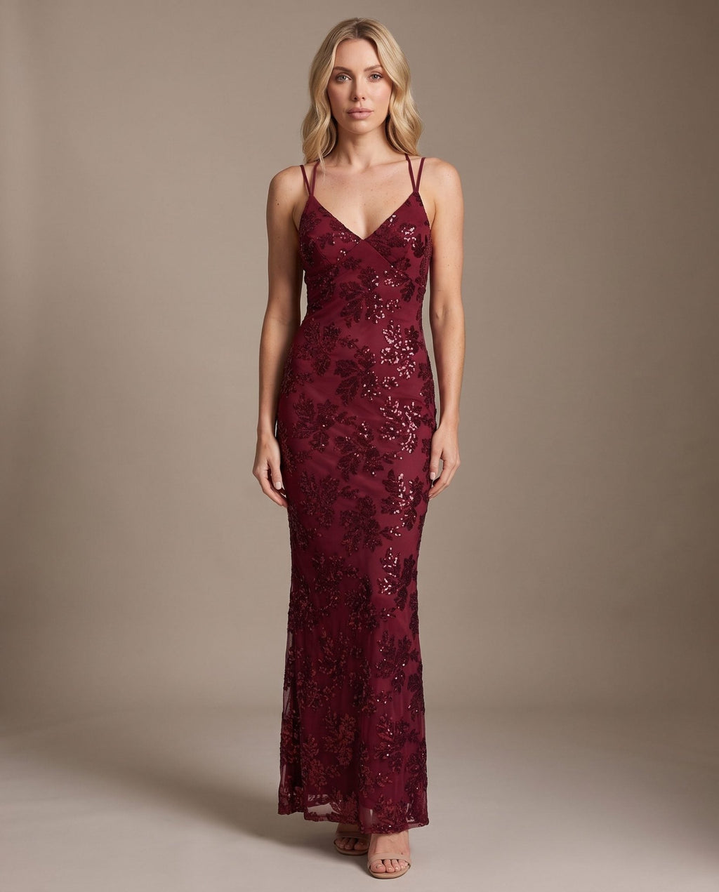 Vestito lungo in tulle con paillettes all-over ALLORO - Follie by Alice